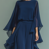 Marineblau Elegantes Set Rüschen