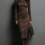 Mildred™ Elegantes Wildleder-Maxikleid