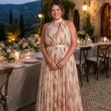 Aurelle | Floral Midi Kleid mit Halterhals