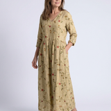 Marina | Florales V-Ausschnitt Maxikleid mit drei Viertelärmeln