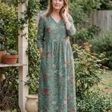 Marina | Florales V-Ausschnitt Maxikleid mit drei Viertelärmeln