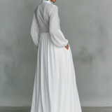 Sita | Maxi Minikleid mit Patchwork, hohem Kragen und langen Ärmeln