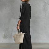Weiches Maxi Kleid Knopfkragen