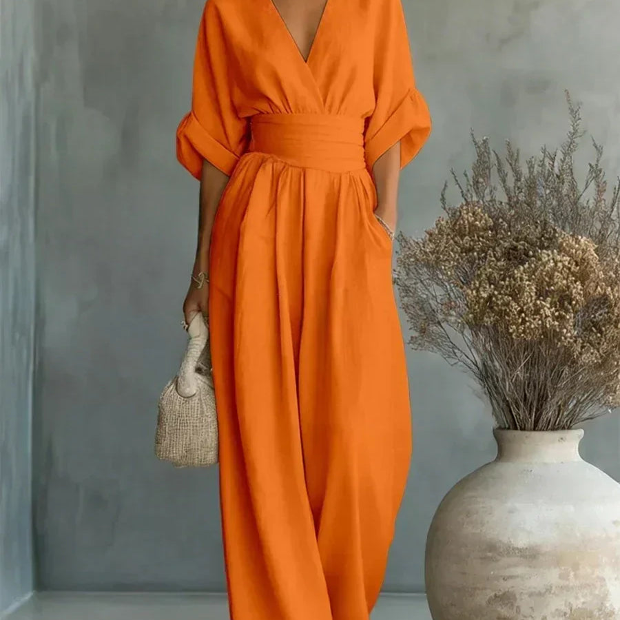 Alessia | Eleganter Jumpsuit mit V-Ausschnitt und Hoher Taille