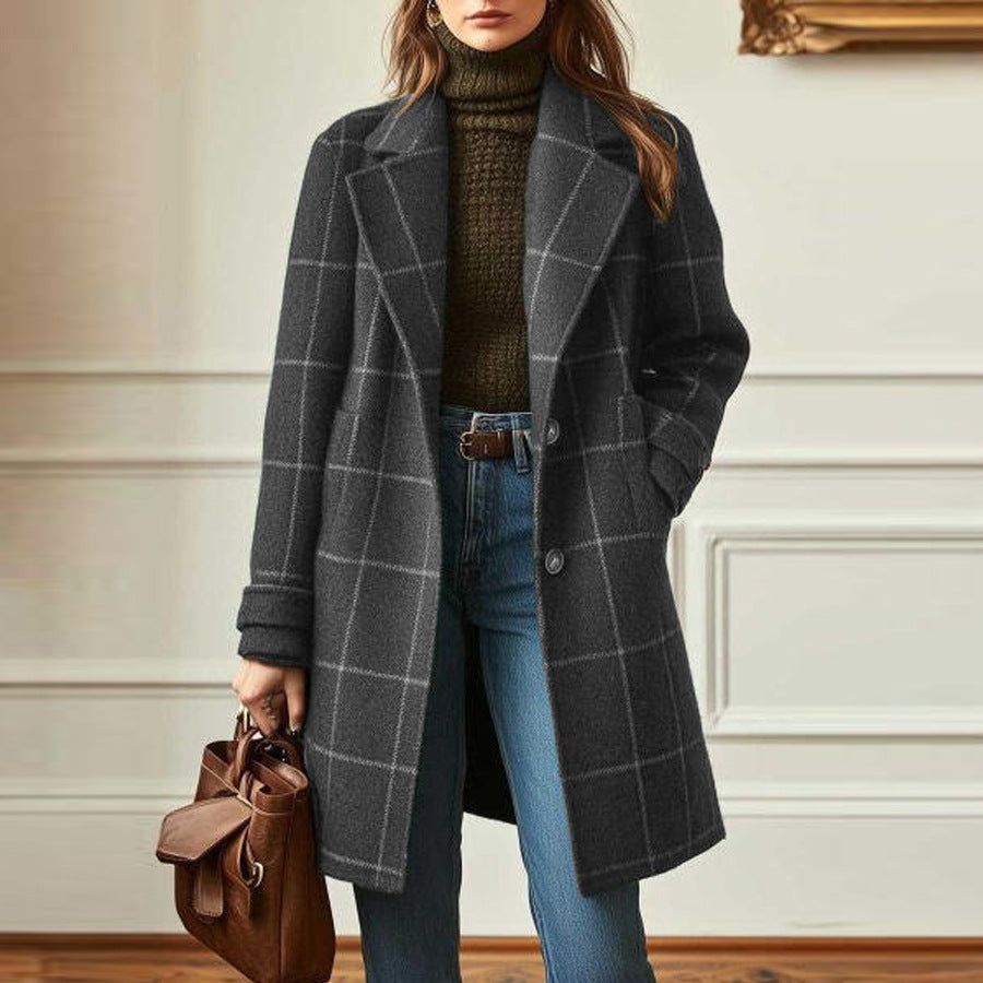 Gerhild | Retro Revers Karo Mantel