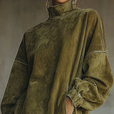 Amalia | Kleid mit hohem Kragen und Fransen