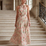 Aurelle | Halter Neck Floral Midi Kleid