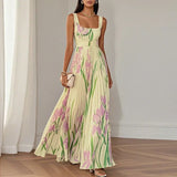 LYRIA | Elegantes Blumenkleid Maxi mit schmeichelhaftem Falten-Silhouette