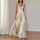 LYRA | Elegantes Blumenkleid Maxi mit schmeichelhaftem Falten-Silhouette
