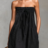 Lila Trägerloser Jumpsuit