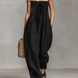 Lila Trägerloser Jumpsuit