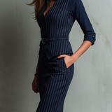 Nina Nadelstreifen-Weste und Bleistiftrock-Set