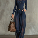 Serena Spitzen-Panel Top & Durchsichtige Weite-Hosen Set
