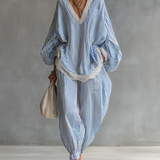 Sofia Blau Gestreiftes Zweiteiliges Set