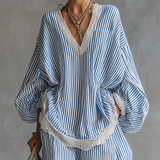 Sofia Blau Gestreiftes Zweiteiliges Set