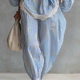 Sofia Blau Gestreiftes Zweiteiliges Set
