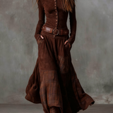 Izabella™ Wildleder-Maxi-Kleid + Kostenloser Gürtel