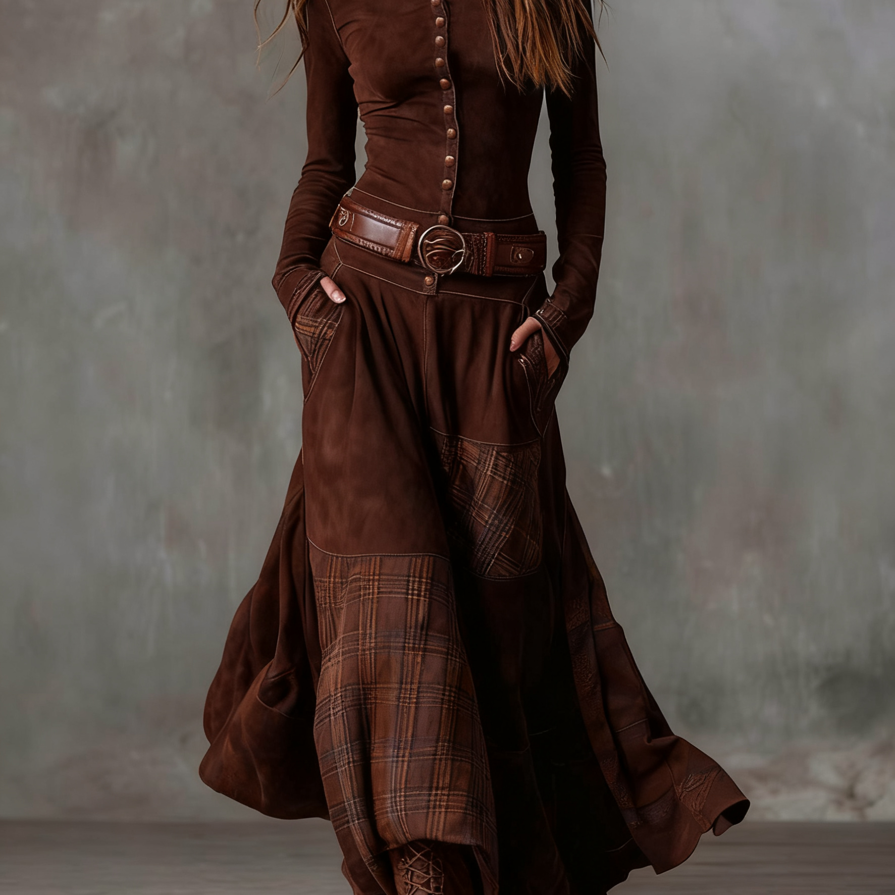 Izabella™ Wildleder-Maxi-Kleid + Kostenloser Gürtel