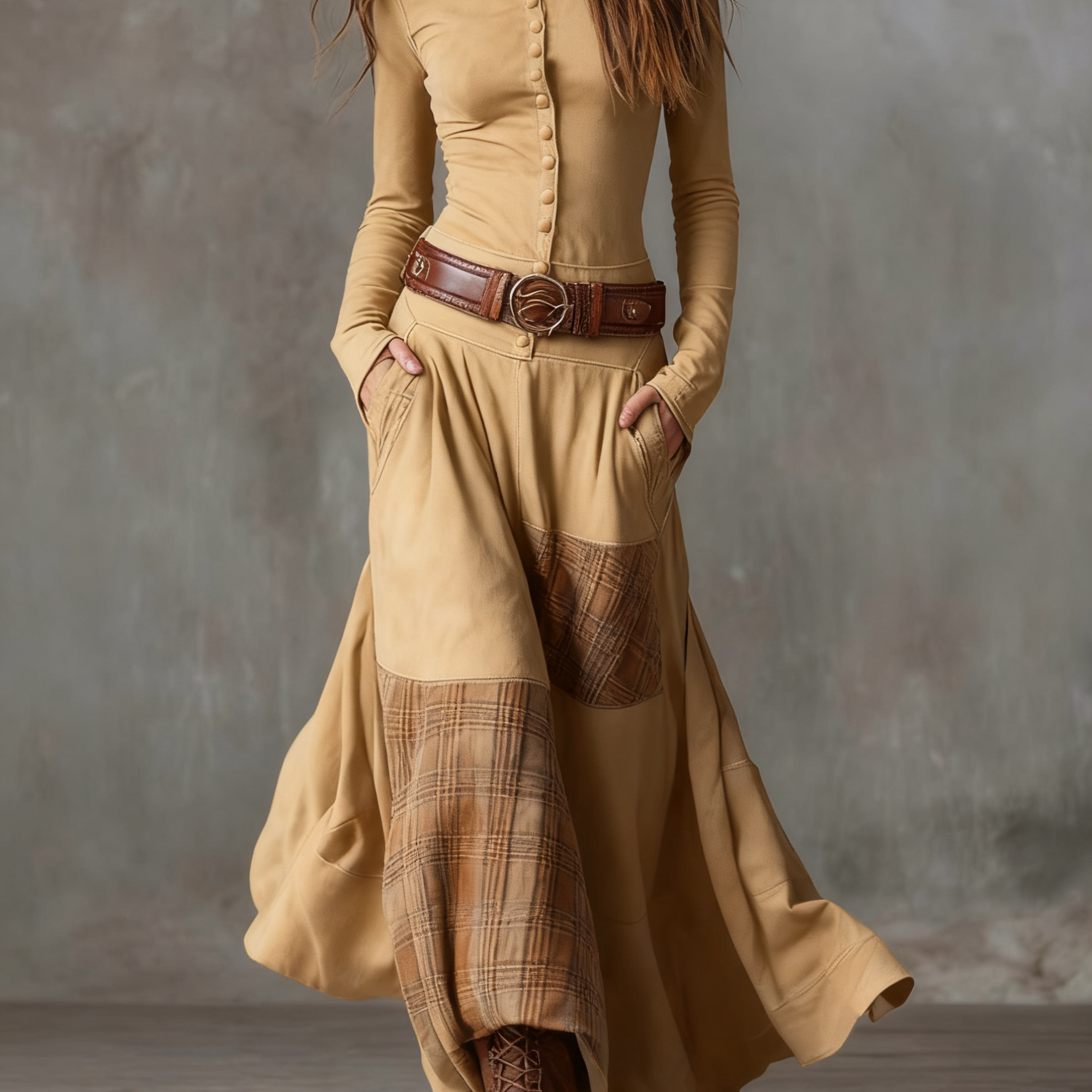 Izabella™ Wildleder-Maxi-Kleid + Kostenloser Gürtel