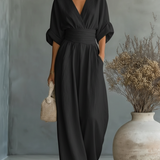 Maja | Eleganter V-Ausschnitt Hochtaillierter Jumpsuit