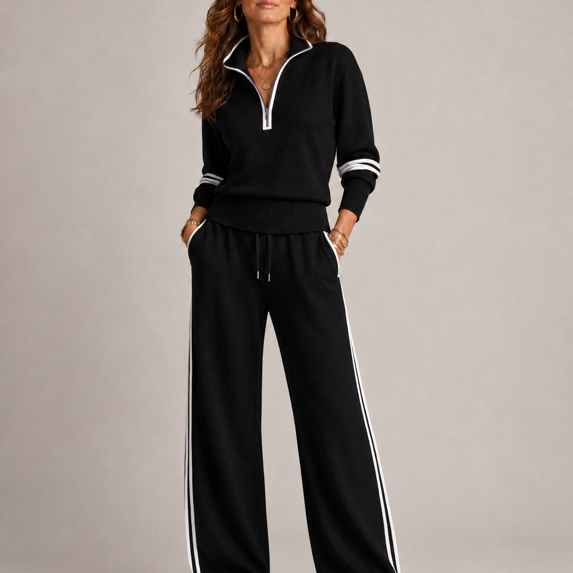 Serena - Zip Sweater Set