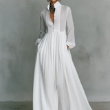 Patchwork Maxi Kleid Stehkragen