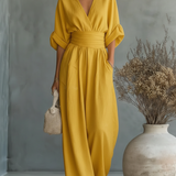Maja | Eleganter V-Ausschnitt Hochtaillierter Jumpsuit