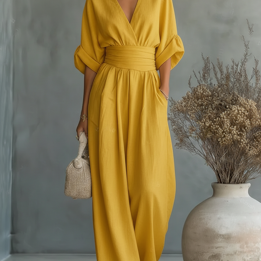 Alessia | Eleganter Jumpsuit mit V-Ausschnitt und Hoher Taille