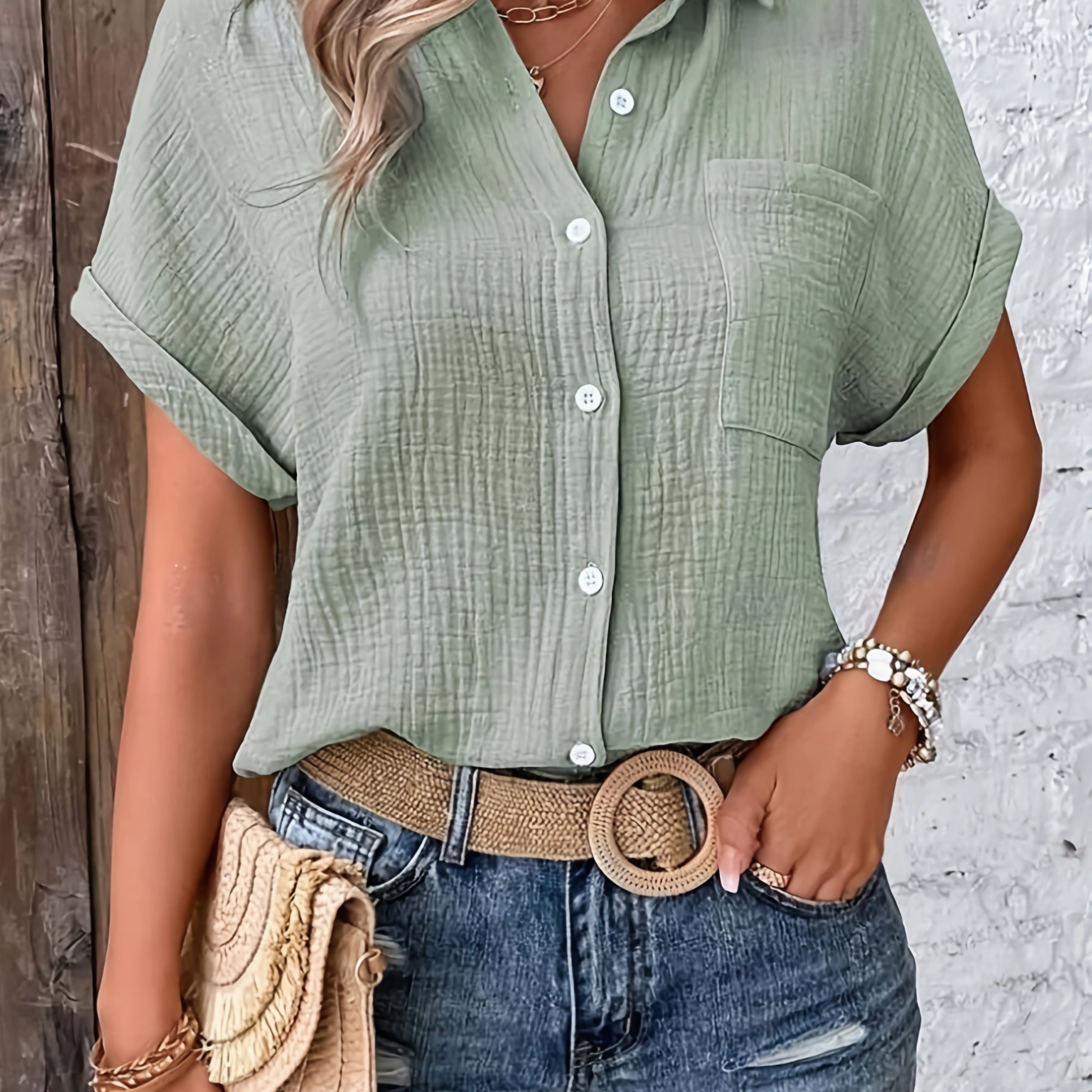 Emery | Texturierte Button-Up Sommerbluse