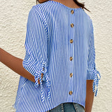 Savannah | Elegante gestreifte Bluse mit Knopfdetails