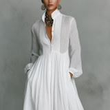 Patchwork Maxi Kleid Stehkragen