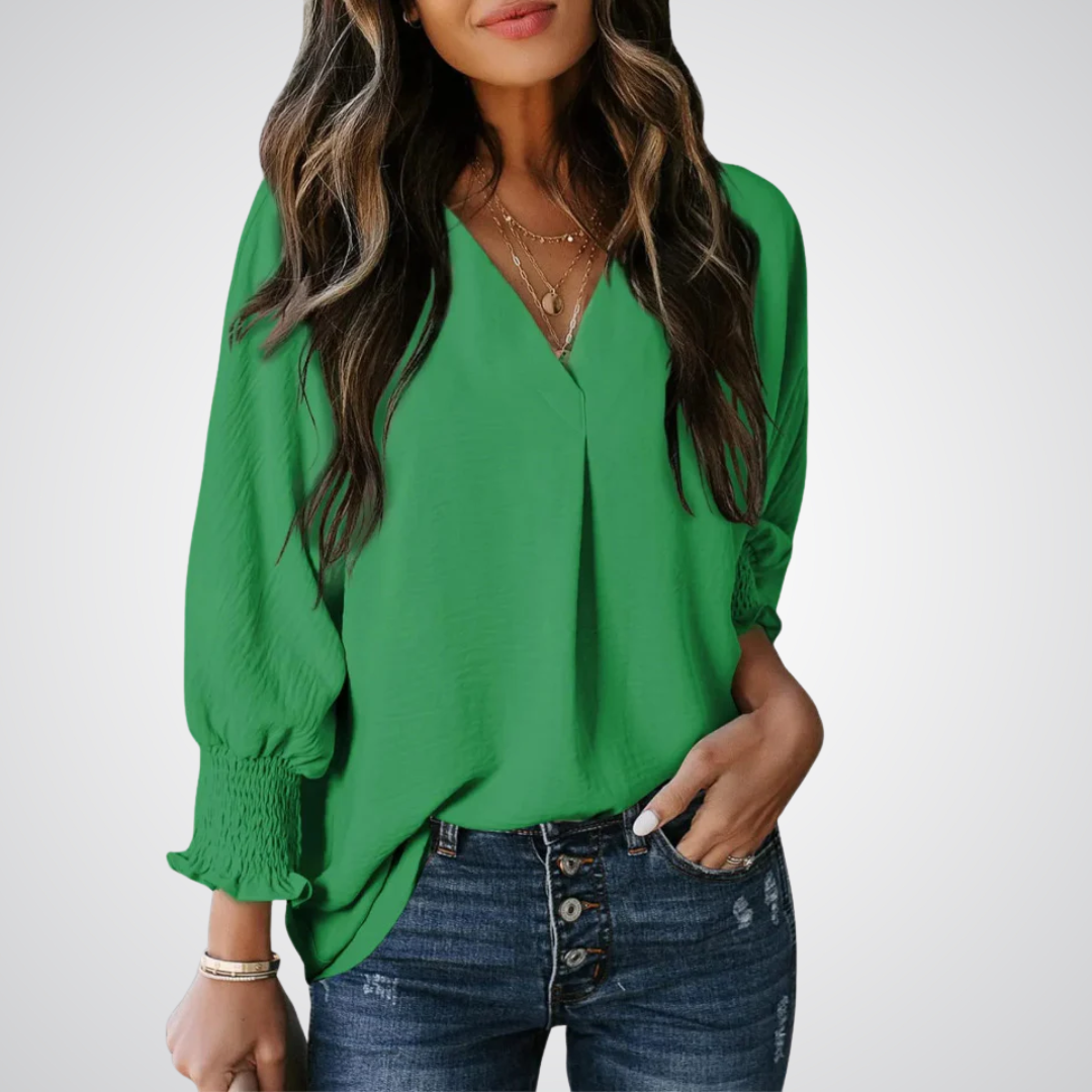 LEILA™ – Klassische V-Ausschnitt Tunika Bluse
