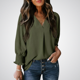 LEILA™ – Klassische V-Ausschnitt Tunika Bluse