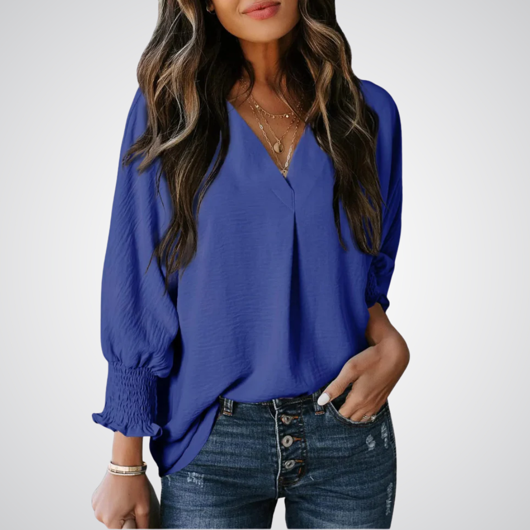 LEILA™ – Klassische V-Ausschnitt Tunika Bluse