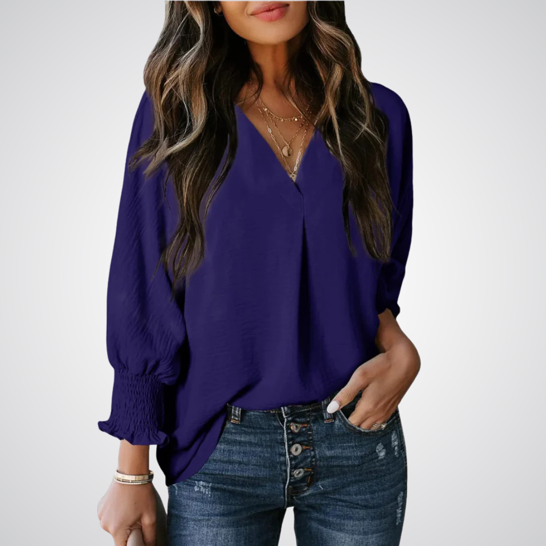LEILA™ – Klassische V-Ausschnitt Tunika Bluse