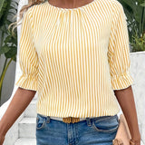 Savannah | Elegante gestreifte Bluse mit Knopfdetails