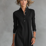 Weiches Maxi Kleid Knopfkragen