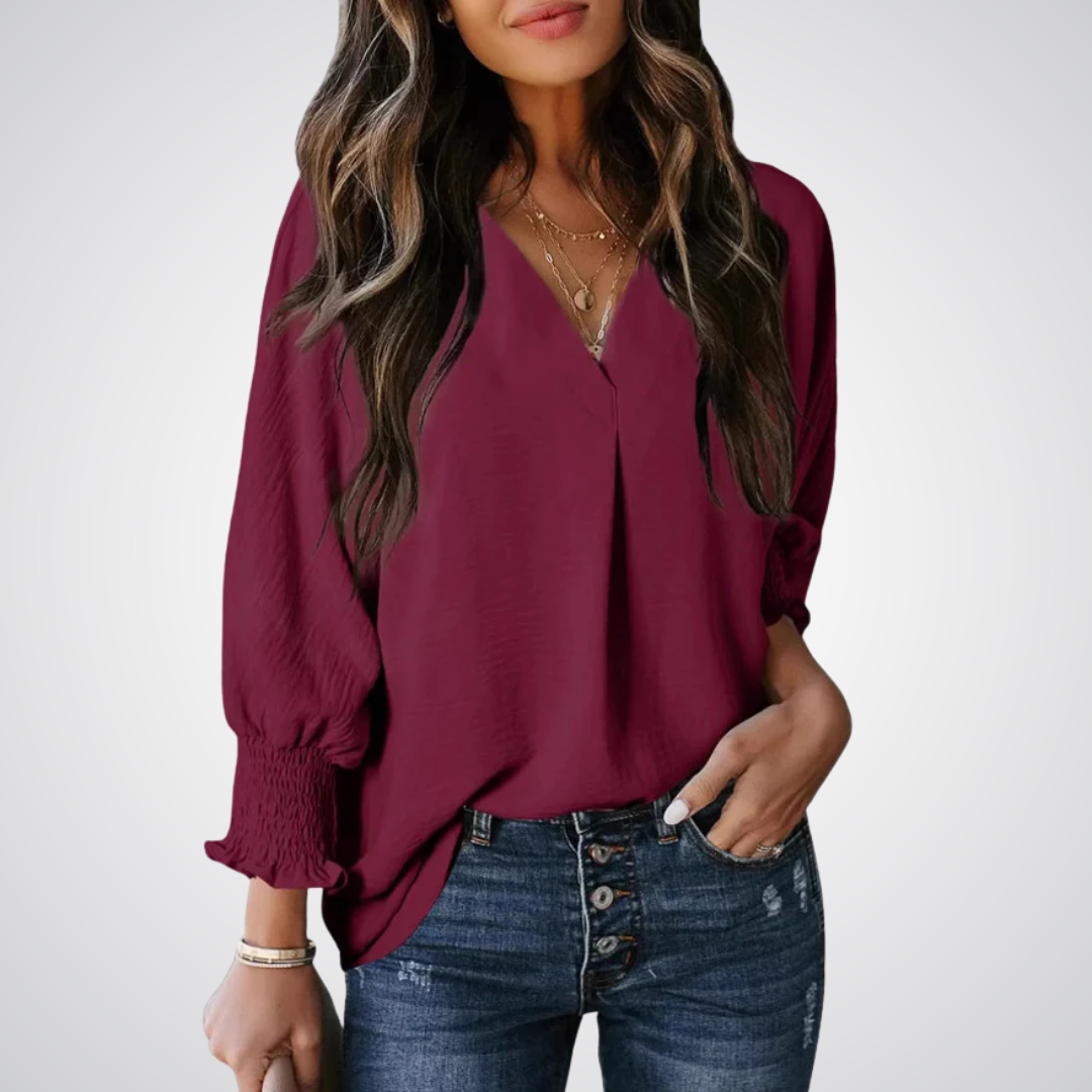 LEILA™ – Klassische V-Ausschnitt Tunika Bluse