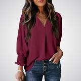 LEILA™ – Klassische V-Ausschnitt Tunika Bluse