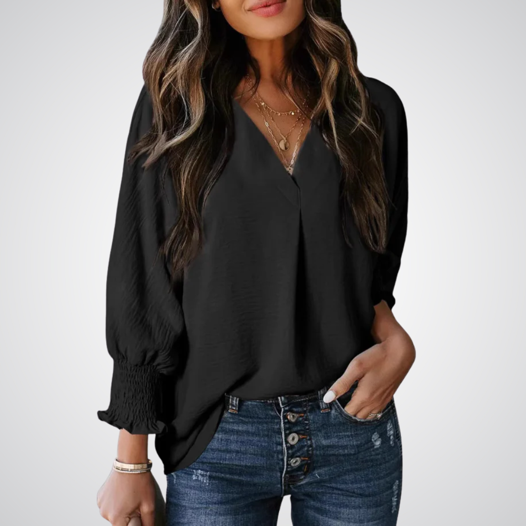 LEILA™ – Klassische V-Ausschnitt Tunika Bluse