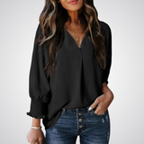LEILA™ – Klassische V-Ausschnitt Tunika Bluse