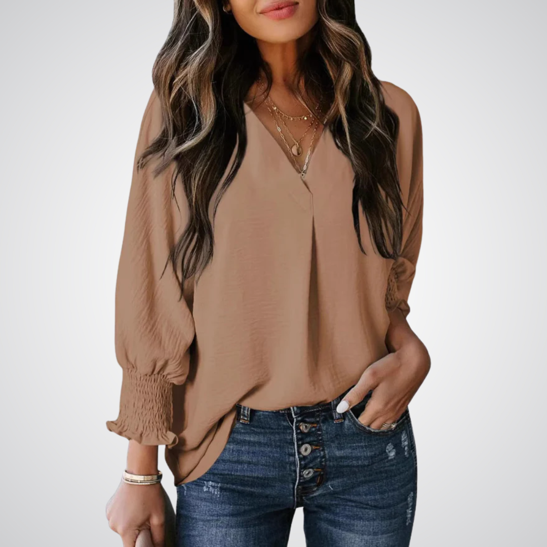 LEILA™ – Klassische V-Ausschnitt Tunika Bluse