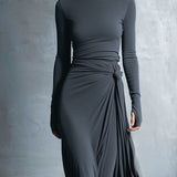 Gabriella | Langes Kleid mit seitlichem Knoten