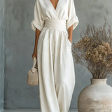Alessia | Eleganter Jumpsuit mit V-Ausschnitt und Hoher Taille