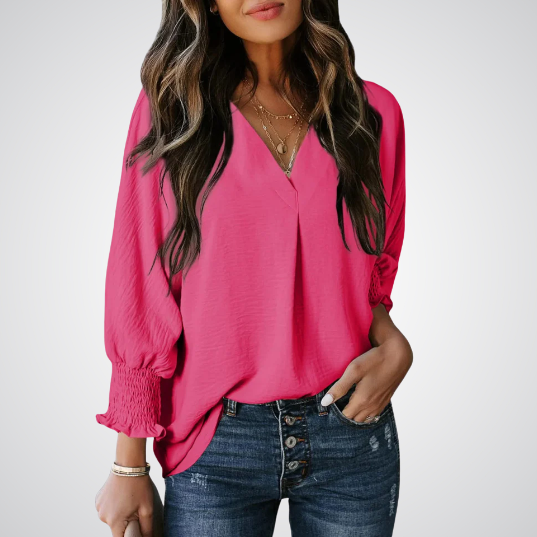 LEILA™ – Klassische V-Ausschnitt Tunika Bluse