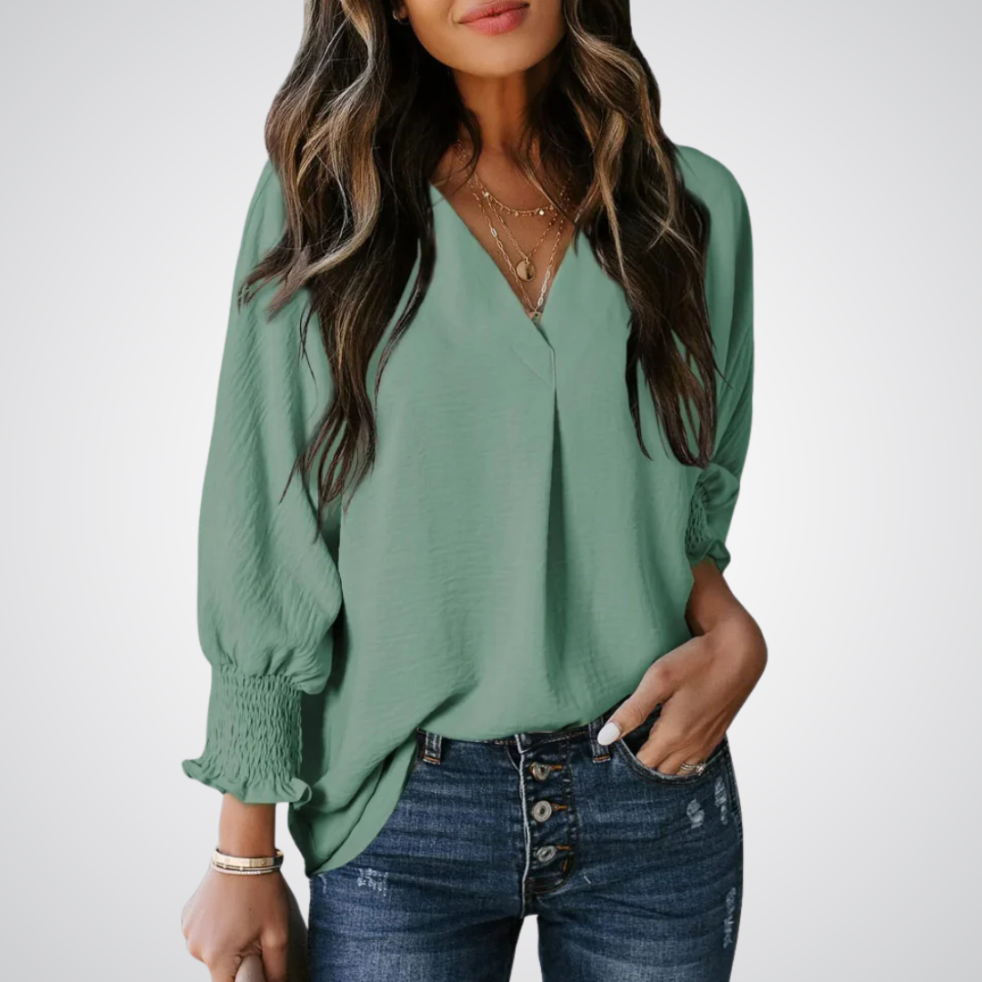 LEILA™ – Klassische V-Ausschnitt Tunika Bluse