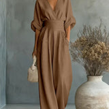 Maja | Eleganter V-Ausschnitt Hochtaillierter Jumpsuit