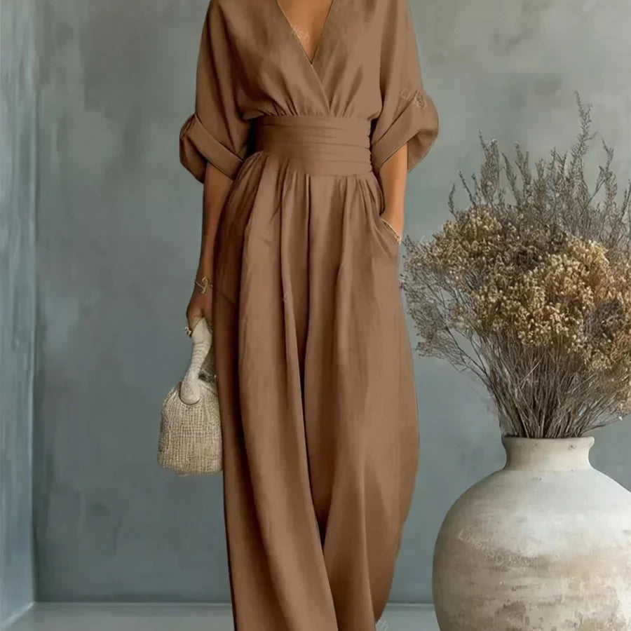 Alessia | Eleganter Jumpsuit mit V-Ausschnitt und Hoher Taille