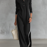 Weiches Maxi Kleid Knopfkragen