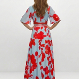 Corinne | V-Ausschnitt Kurzarm Blumenkleid